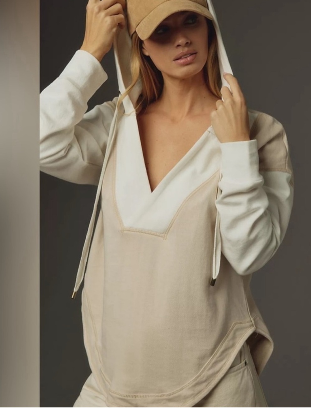 Anthropologie V-Neck Pull Over Shirt Hood Oversized Pilcro Size Small - Picture 6 of 6